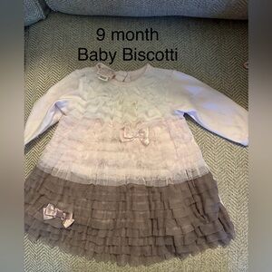 Biscotti Pink and Brown Ruffle Dress with Bows